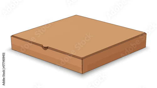 A closed brown cardboard box from an isometric perspective