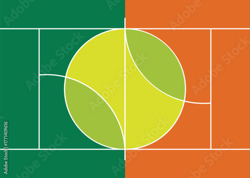Padel court board. Green and orange. Stock Illustration