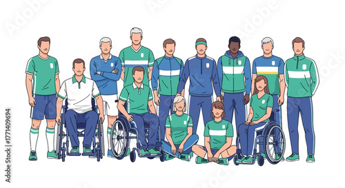 Diverse Team of Athletes Representation of Adaptive Sports, Inclusion, and Unity in Sports Community