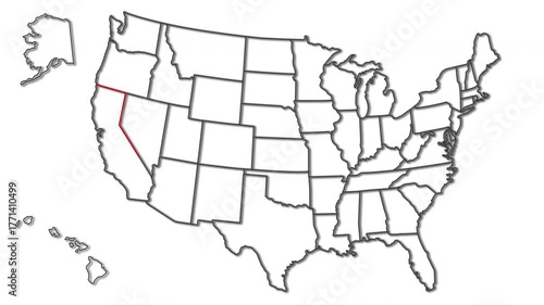 California. State outline on a map. Idea for tourism, informational, and educational content. Animation for websites, apps, and creative design