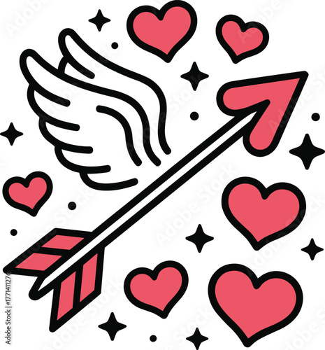 heart with wings vector illustration of romantic love symbol
