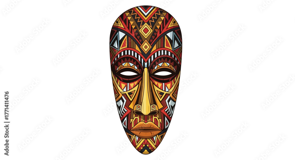 Naklejka premium Abstract African Mask Illustration Cultural Design for Art and Decoration