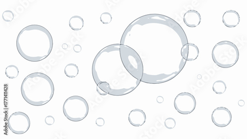 A white background with numerous grayoutlined bubbles of varying sizes