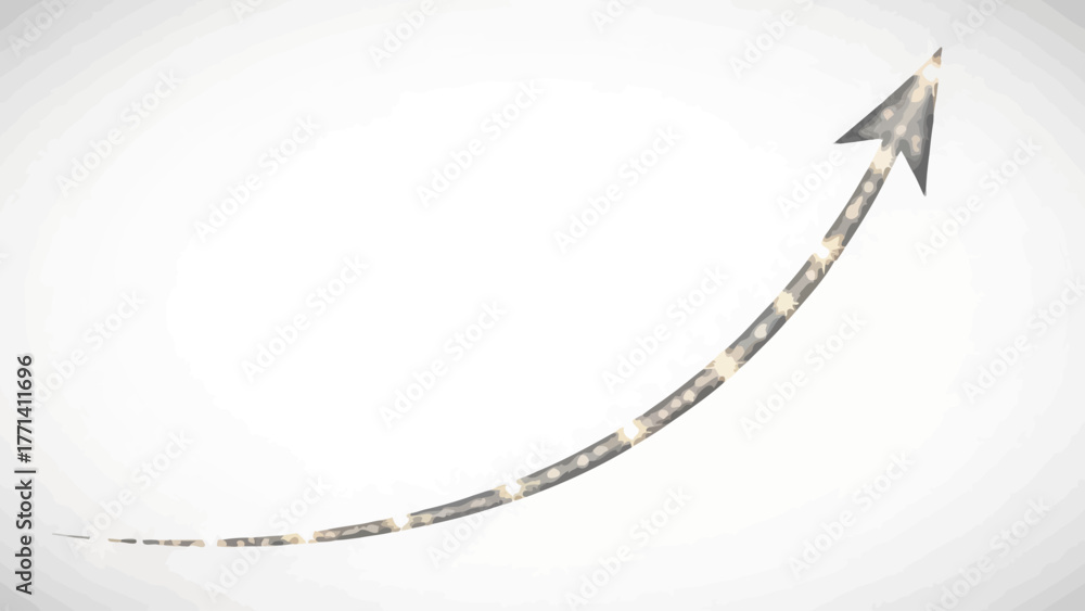 Fototapeta premium Arrow pointing upwards on a white background with sparkles