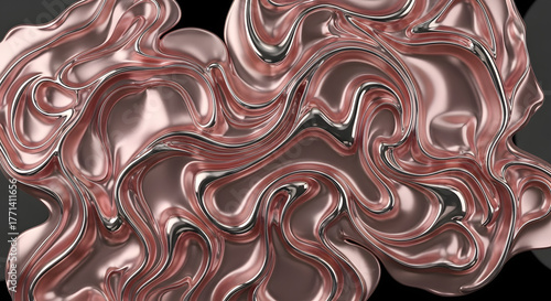 Abstract Flowing Copper Texture with Elegant Metallic Waves