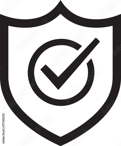 Shield with check mark icon for security concept