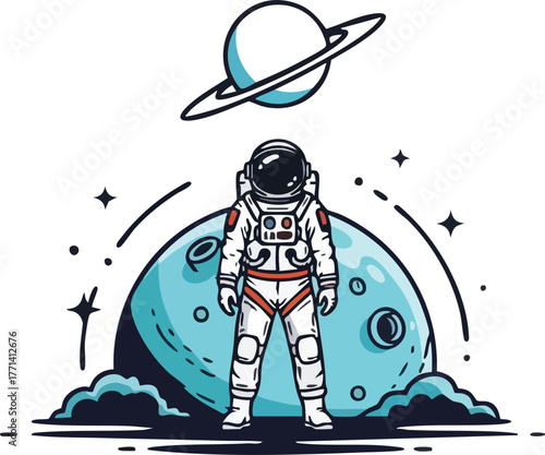 astronaut in space vector illustration