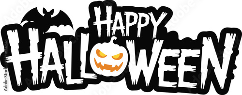 Halloween, greeting, spooky, pumpkin, bat, typography, graphic, scary, festive, October, celebration, jagged, font, silhouette, black, white, glowing, sinister, seasonal, design