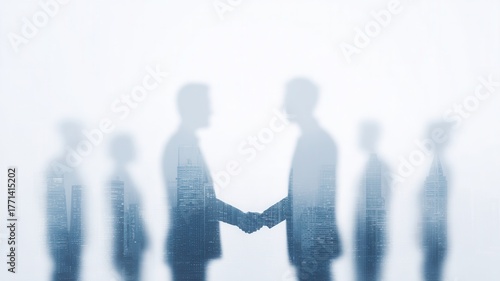Business people meeting, shaking hands a corporate setting, agreement teamwork and representing partnership,