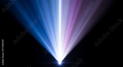 Abstract light beam effect with blue and purple color on black background