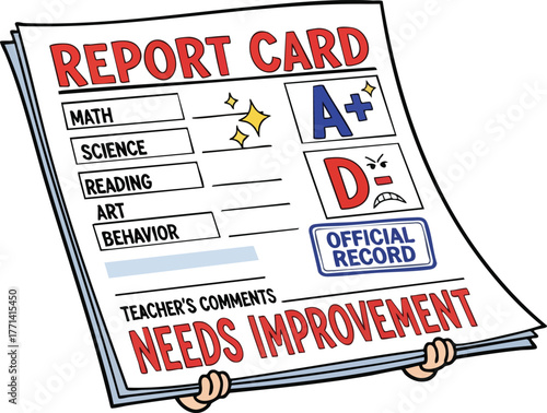Report card with a failing grade for behavior and needs improvement comments