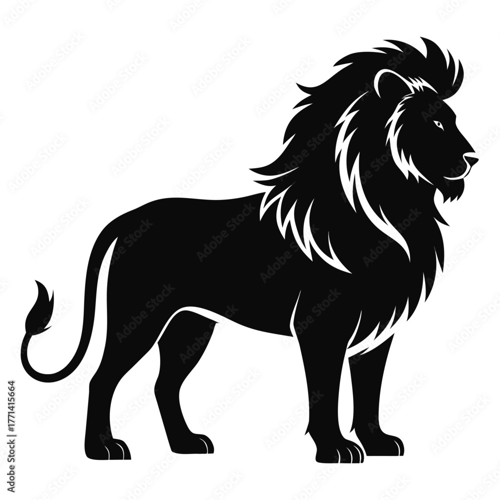Obraz premium Asiatic Lion Silhouette Vector Logo Icon