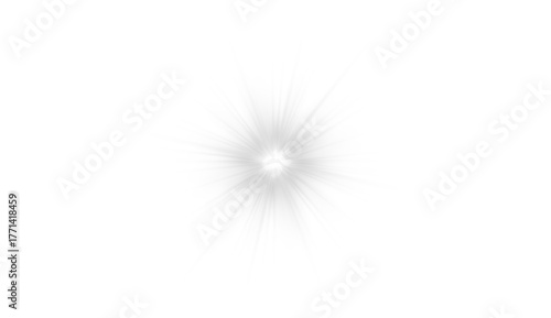 Shining white vector star with glowing flare. PNG illustration ideal for abstract, festive, or digital projects. Radiant beam adds magical effect.