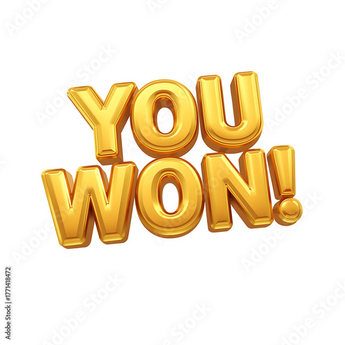 You won golden text effect congratulations win prize winner victory on transparent background