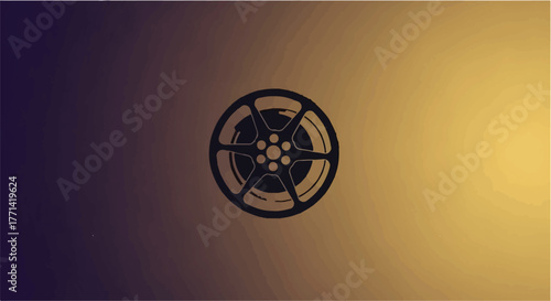 Classic film reel silhouette against a gradient background symbolizing creativity and entertainment