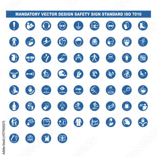 set mandatory action sign vector design mandatory safety sign standar ISO 7010