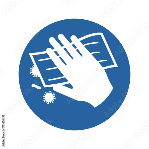 Disinfect surface vector design mandatory safety sign standar ISO 7010