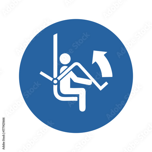 Open safety bar of chairlift vector design mandatory safety sign standar ISO 7010.