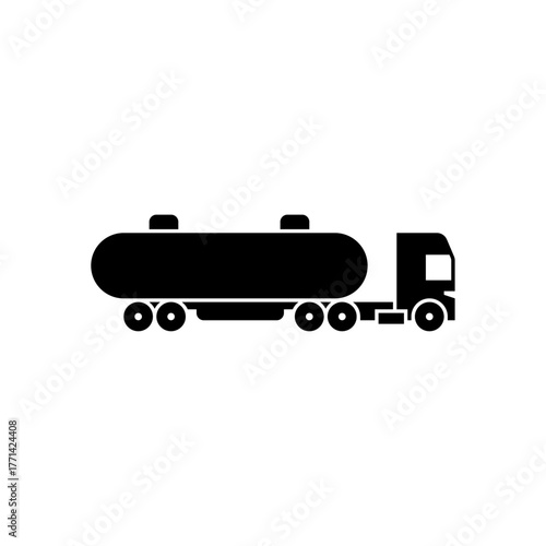tanker truck glyph icon. petrol truck solid black illustration.