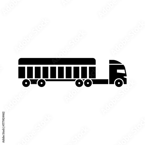 truck with side kits trailer glyph icon. side kits trailer solid black illustration.