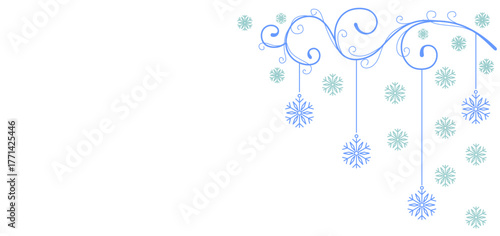 Winter corner snowflake decoration, elegant frosty border design