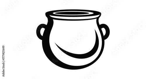 Simple black and white silhouette of an ancient amphora or vase with two handles and a curved base silhouette