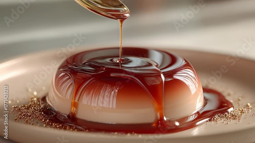 Decadent Lemon Meringue Cheesecake: Caramel Sauce Dripping Down a Rich Dessert with Torched Meringue Topping, Close-up