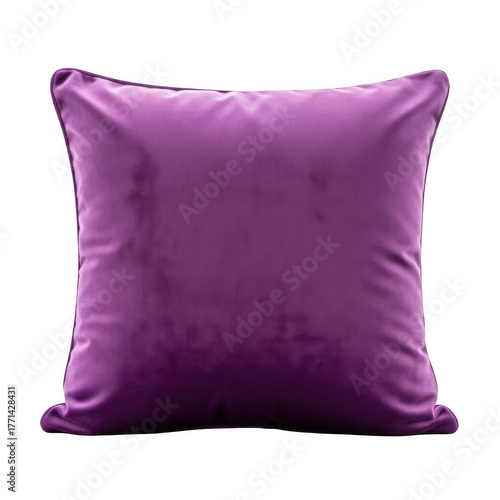 Luxurious plush purple square throw pillow for cozy home decor accent transparent background