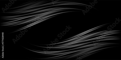 Colorful light trails, long time exposure motion blur effect. Red and blue glowing neon lights lines. Red blue special effect, speed police line.