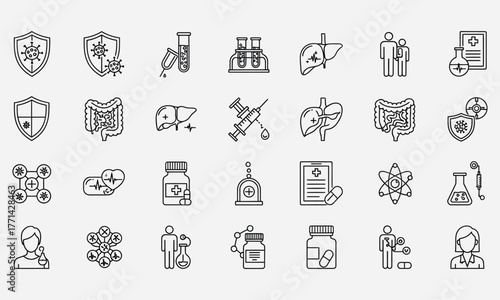 Healthcare and medical icon set Representing health, science, and medical concepts with icons