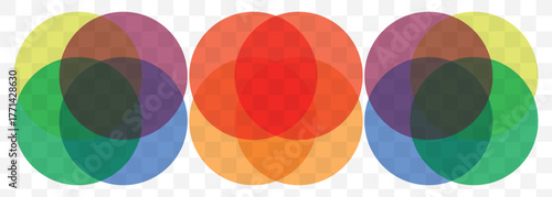 circular venn diagram 2 to 6 stage set, vector illustration isolated on Transparent background. EPS 10.