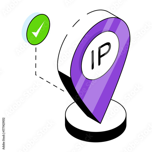 A isometric design icon of IP address 