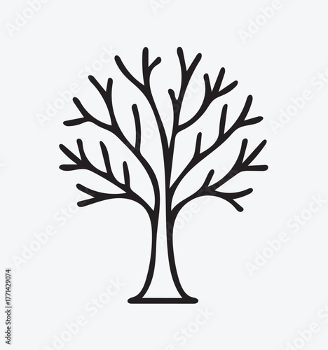 Vector Outline of Tree with Branches – Minimal Black Line Art