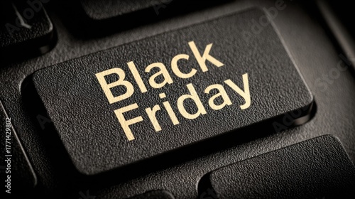 Black Friday sale on keyboard key highlights discount excitement and tech shopping rush
