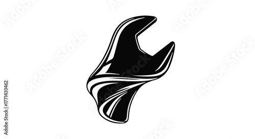 Sleek, stylized wrench symbol with dynamic flowing lines, representing mechanics and innovation.