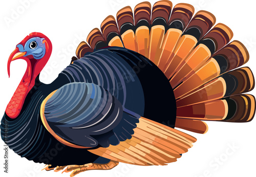 Thanksgiving turkey gobbler showing its colorful feathers