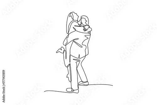 Simple continuous line draw of honeymoon idea and activity. Simple line, creativity, vector.