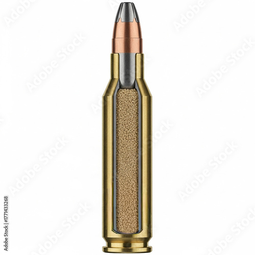 Section through a bullet, inside a cartridge