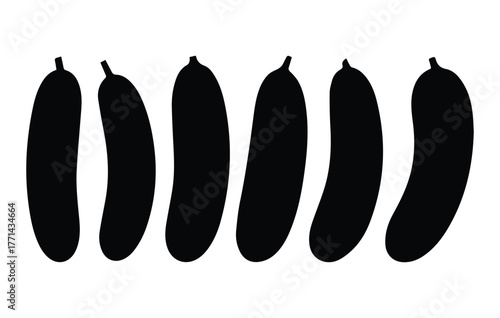 Cucumber Silhouettes Vector Icons Set