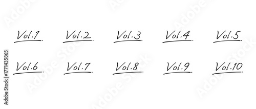 シンプルな手書きの数字セット　ボリューム/Vol.　塗りなし