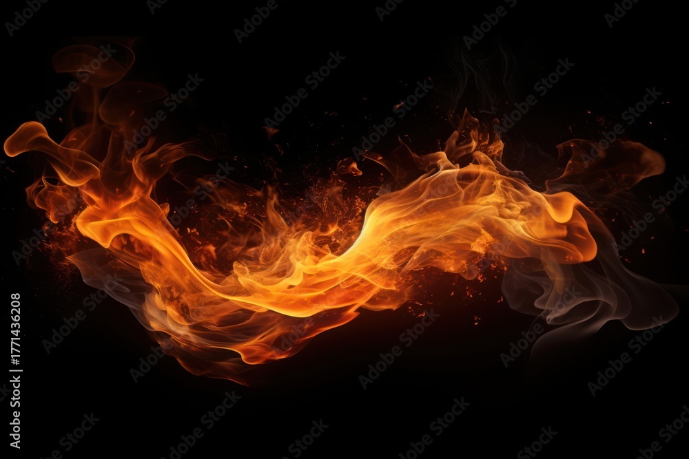 Fototapeta premium Small flame effect backgrounds fire black background.