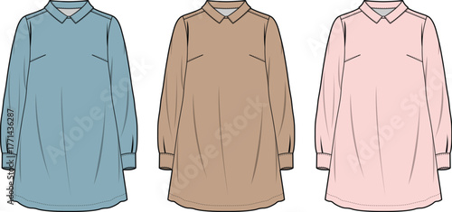 Minimalist Dress Fashion Illustrations A Set of Three Stylish Color Variations for Design