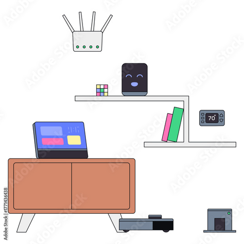 Connected smart home: voice assistant, smart display, AI powered home automation devices