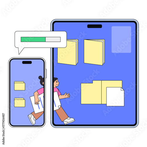 Cross device document syncing, File transfer or data migration
