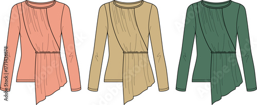 Elegant Women's Tops Stylish Apparel Designs in Peach, Beige, and Green Color Options