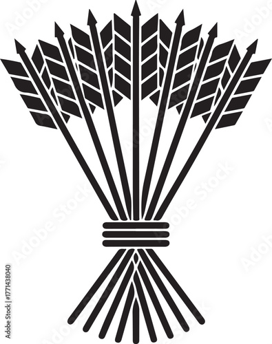 Black arrows bound together fletching arrowhead