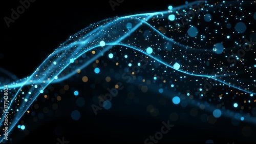 Digital Flow:  Abstract digital representation of flowing lines,  dynamic waves, and intricate patterns. Captures the essence of data, technology, and futuristic concepts.