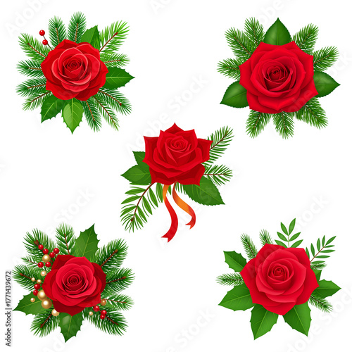 set of red roses