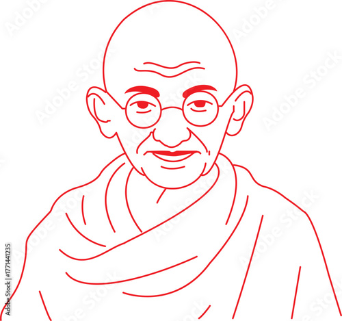 Mahatma Gandhi Line Art Vector Illustration | Gandhi Illustration