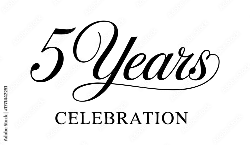 Fototapeta premium 5 Years Celebration Black Calligraphy Typography Design
